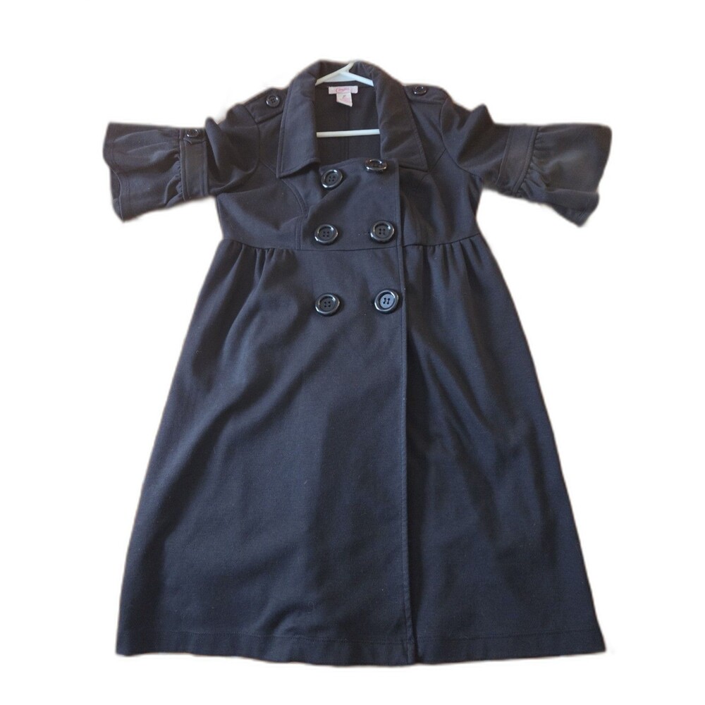 Candie's Collared Button Trench Dress SZ M Bell Sleeve 3/4 Babydoll